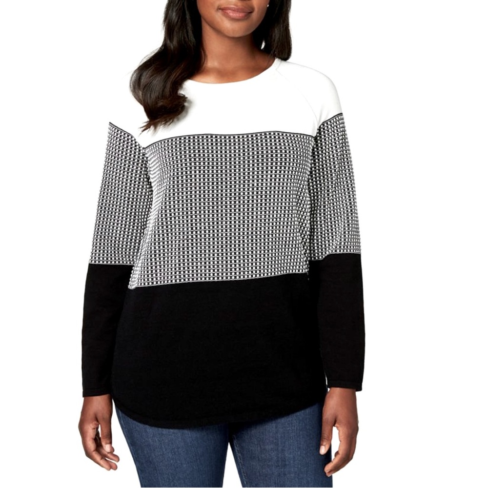 Plus Size Plus Size Colorblocked Curved Hem Sweater From  Macy's